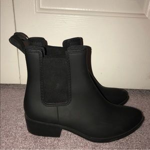 Black rain boots